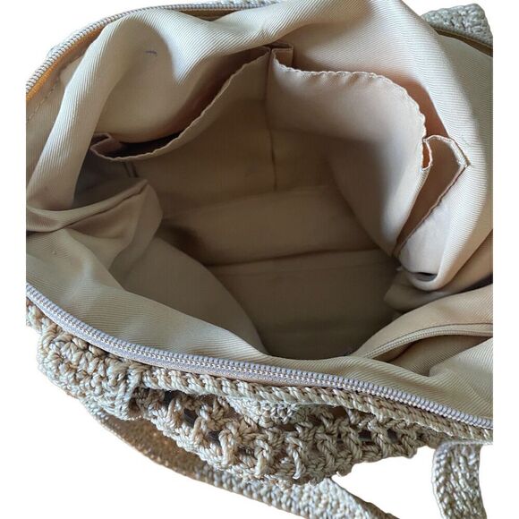 The SAK Tan & Gold Crochet ZIp Inner & Outer Pockets Shoulder bag - Picture 8 of 16